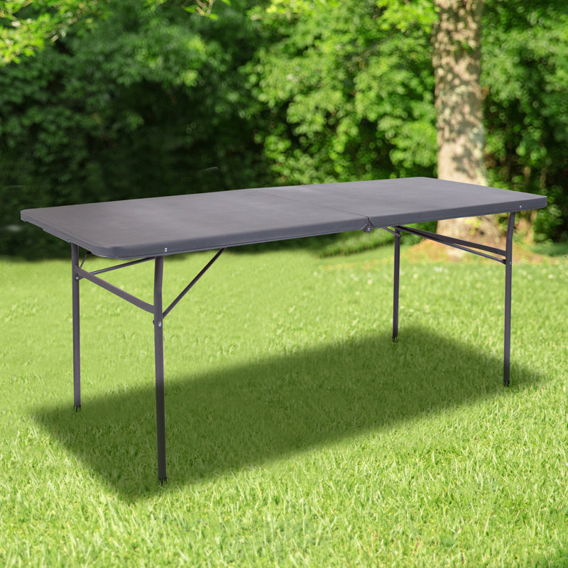 Table rectangulaire pliable en plastique avec poignée de transport Noah, Gris foncé