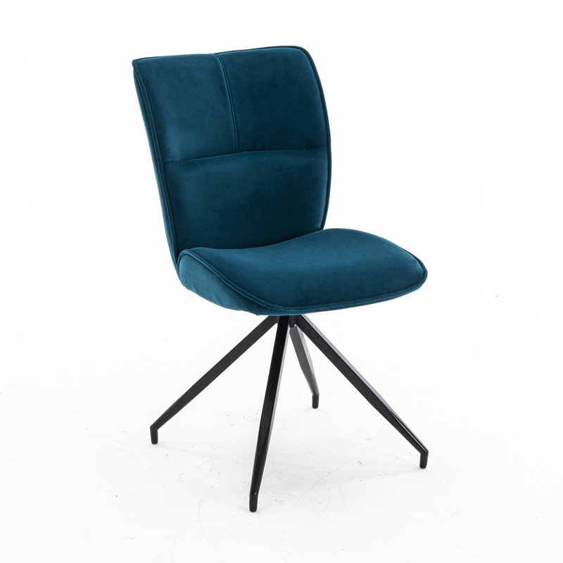 Fairgrove 49cm H Velvet Upholstered Side Chair, Blue, 2