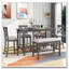 Ensemble de salle à manger 6 pièces à hauteur de comptoir avec tablette de rangement et chaises à dossier échelle (gris)-441682393