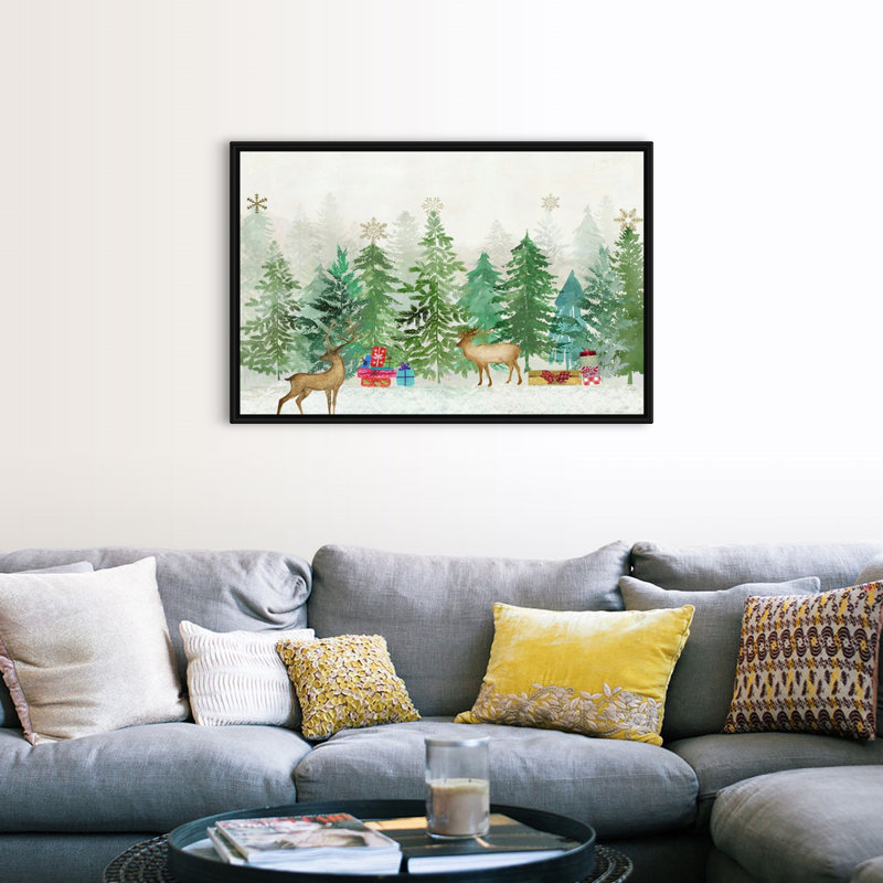Magie de Noël - reproduction d'art sur toile, H 34 po x l 50 po x P 1,75 po, Cadre noir