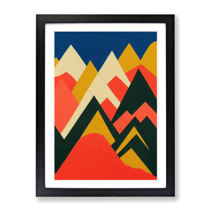Mountain Abstract Vol.1 - Picture Frame Print, 64cm H x 46cm W x 2cm D, Walnut