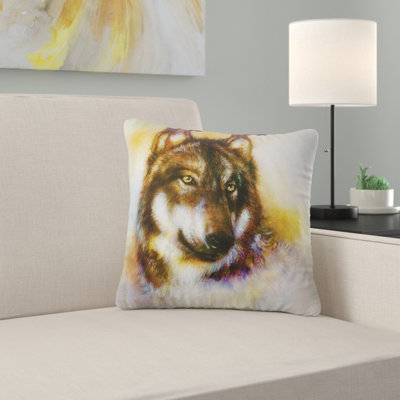 Oreiller D'illustration De Loup Brun Abstract