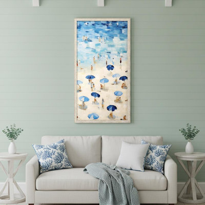 Aerial Beach View White Framed Wall Art
