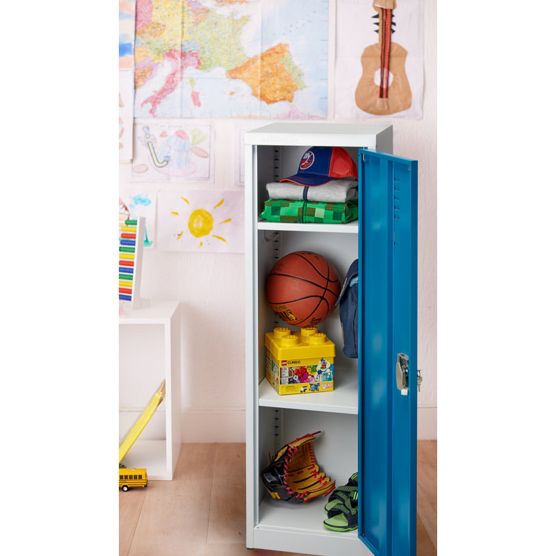 48" Blue and Off-White Steel Freestanding Locker with Adjustable Shelving