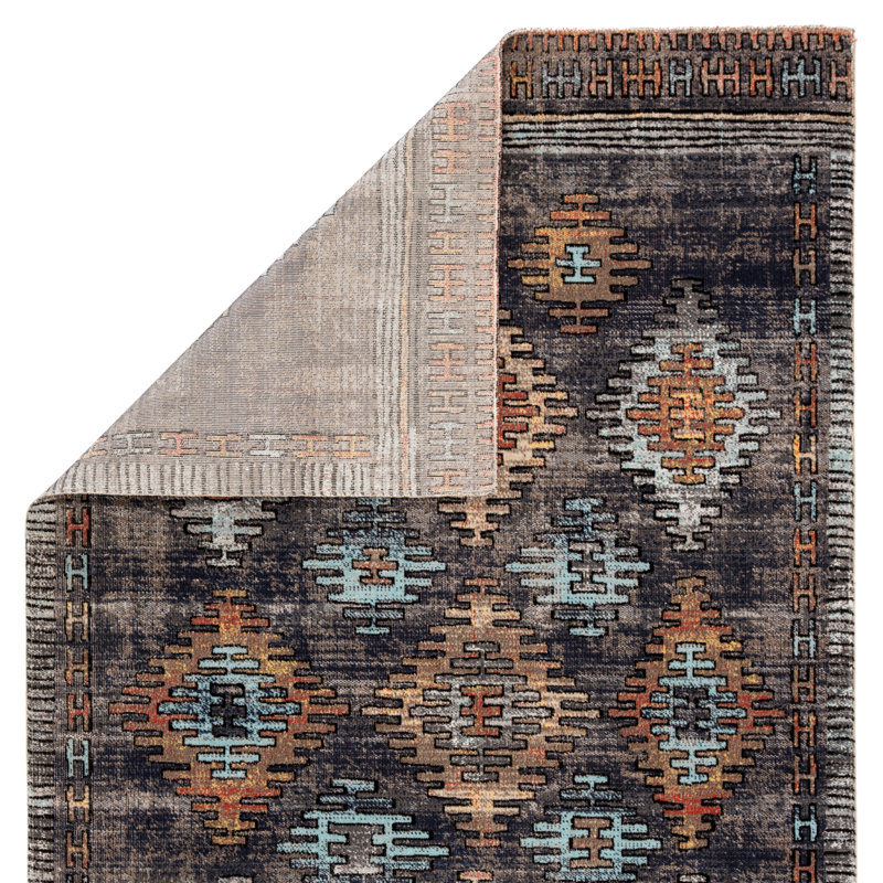 Tapis bleu / orange intérieur / extérieur Jaipur Living Dez, Rectangle 4 pi x 6 pi
