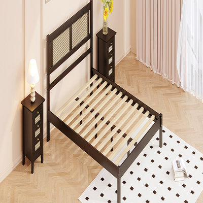 Ensemble de lit plateforme en bois 3 pièces