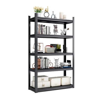 Heavy Duty 63"H Garage Shelving, 5 Tier 2000Lbs Capacity Metal Adjustable Shelves For Garage, Bedroom, Kitchen, Black Storage Living Room,