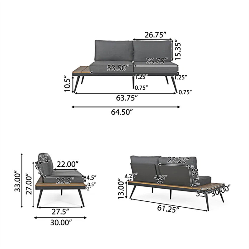 Phantom 4 - Person Modular Patio Conversation Sets with Cushions, Natural