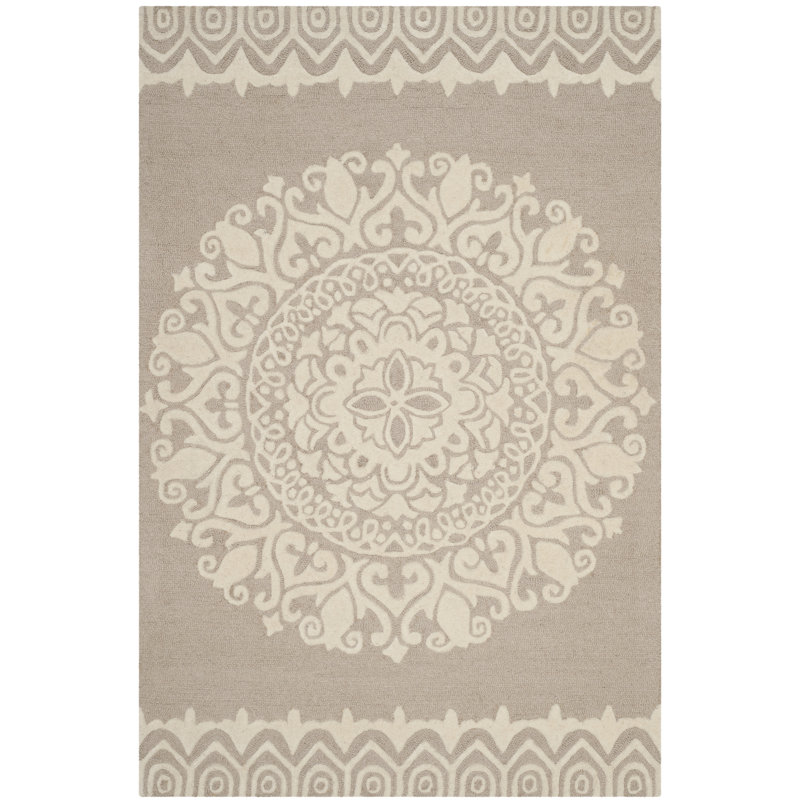Overturf Hand Tufted Wool Floral Rug, Rectangle 2'6" x 4'