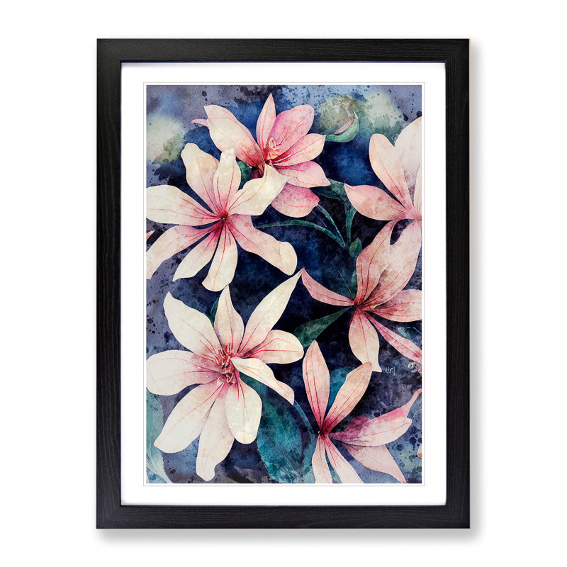 Flower No.5 - Single Picture Frame Print, Black, 46cm H x 34cm W x 2cm D