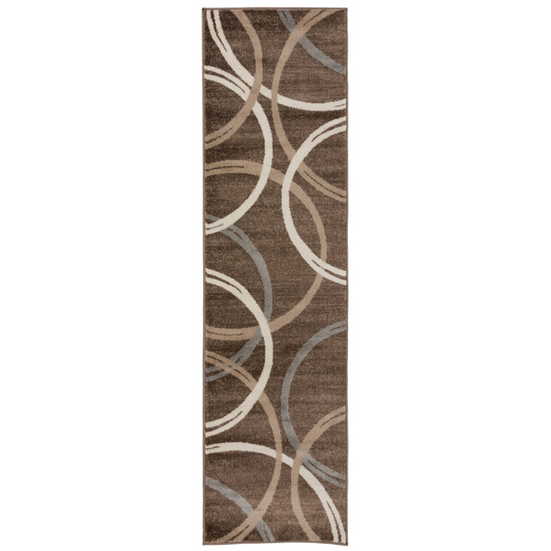 Devonshire Abstract Brown/Gray/Cream Area Rug, Runner 2' x 10'