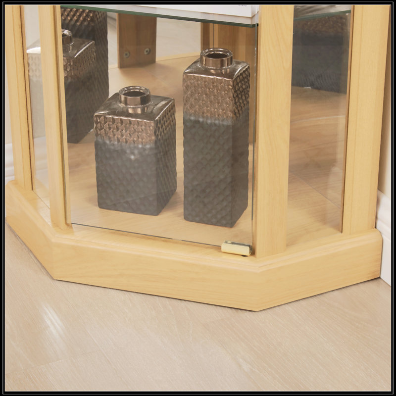 Vitrine d'angle vitrée d'angle pour vitrine d'angle, Chêne clair