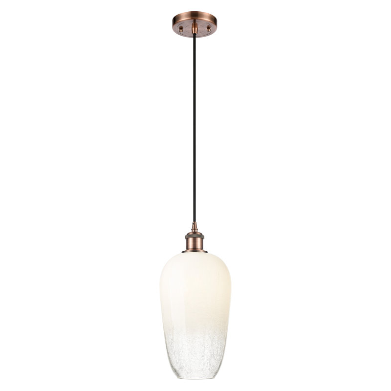 Mini luminaire suspendu à cordon 1 lumière 7 po Ballston - Brookhaven Flute, Opale, Cuivre antique