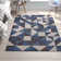 Kahula Geometric Triangle Mosaic Blue/White/Grey Area Rug