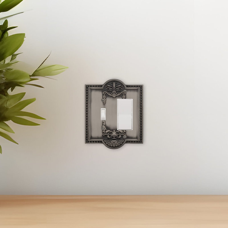 Meadows 2-Gang Toggle Light Switch / Rocker Combination Wall Plate, Antique Pewter