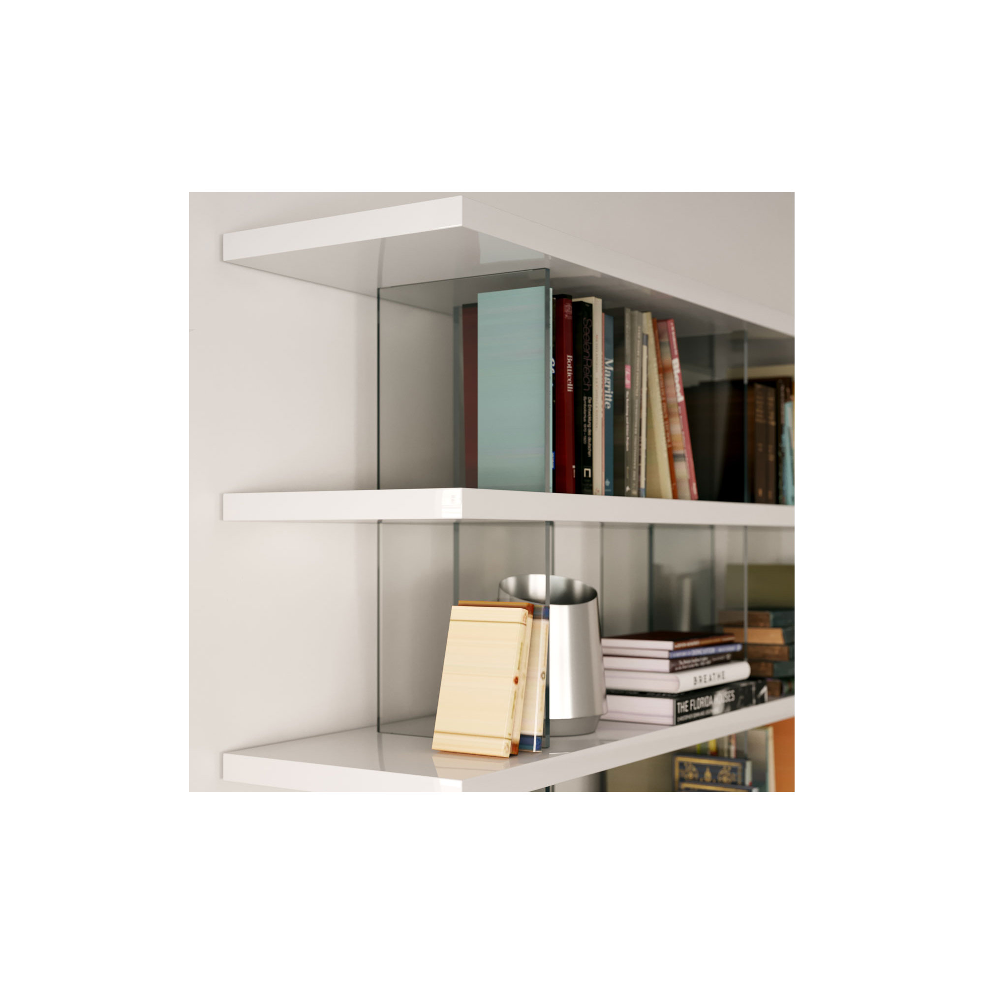 Kendrick Wide Bookcase, White Lacquer