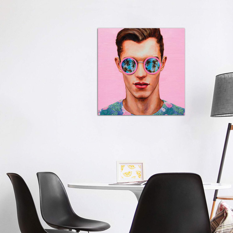 «Rose lunettes de soleil» - imprimé, H 37 po x l 37 po x P 1,5 po, Toile tendue