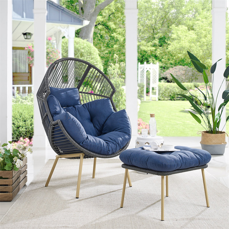 Hamac avec coussin et repose-pieds Baja, Bleu / gris mélangé