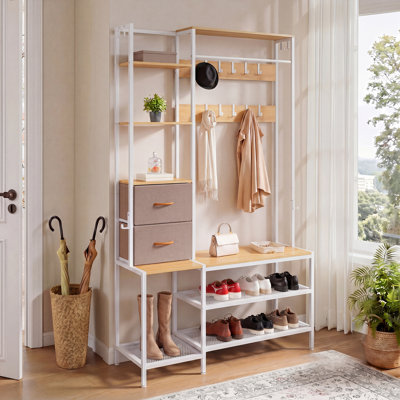 120 cm W Hall Tree with Storage Bench and Shoe Storage