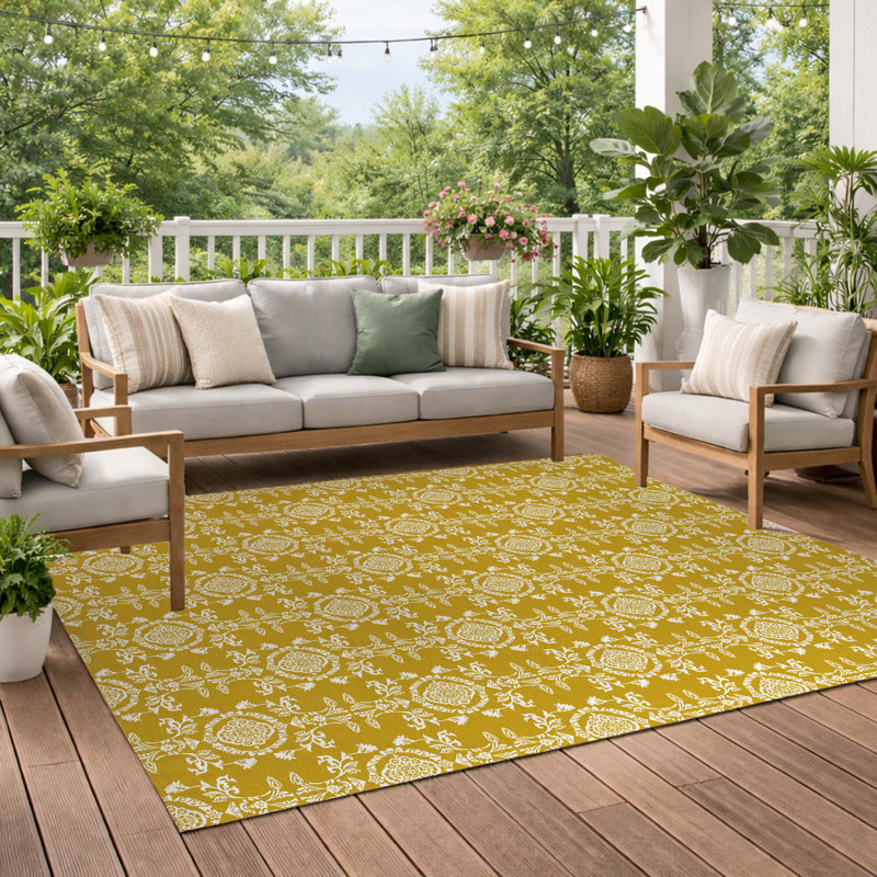 Jackie Soft Step Outdoor Area Rug, Gold, Rectangle 5' x 3'