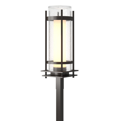 Torch Outdoor Post Light - Opal and Seeded Glass
