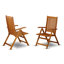 L'ensemble bistro 3 pièces pour conversation comprend une table basse carrée en bois d'acacia et 2 fauteuils pliables réglables, huile naturelle