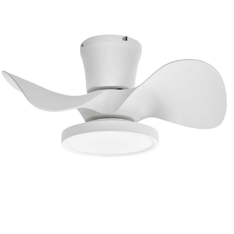 Ventilateur de plafond encastré 22 pouces avec lumière DEL Laurenzo pour petites pièces, Blanc / Blanc