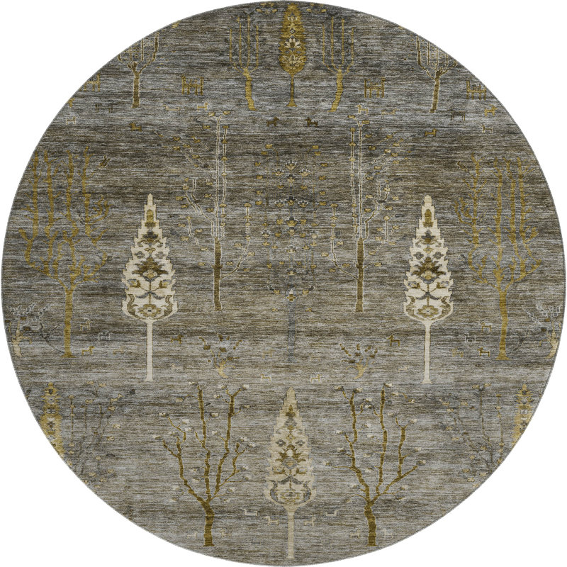 Premium Machine Washable Tara AMF1922 Floral Rug, Round 8'