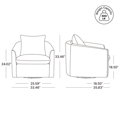 Fauteuil d'appoint pivotant rembourré Menta
