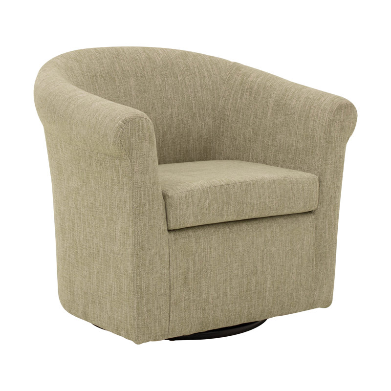 Anstett Upholstered Swivel Barrel Chair, Hapden Spring Green 100% Polyester