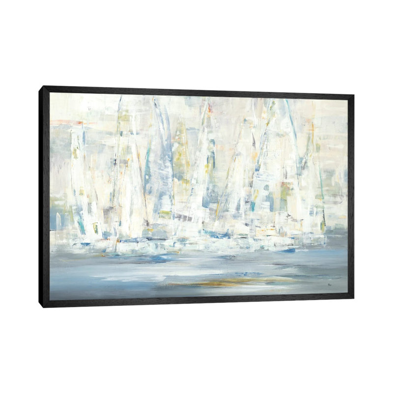Regatta Time by Lisa Ridgers - Painting on Canvas, 66.04cm H x 101.6cm W x 3.81cm D, Black Framed