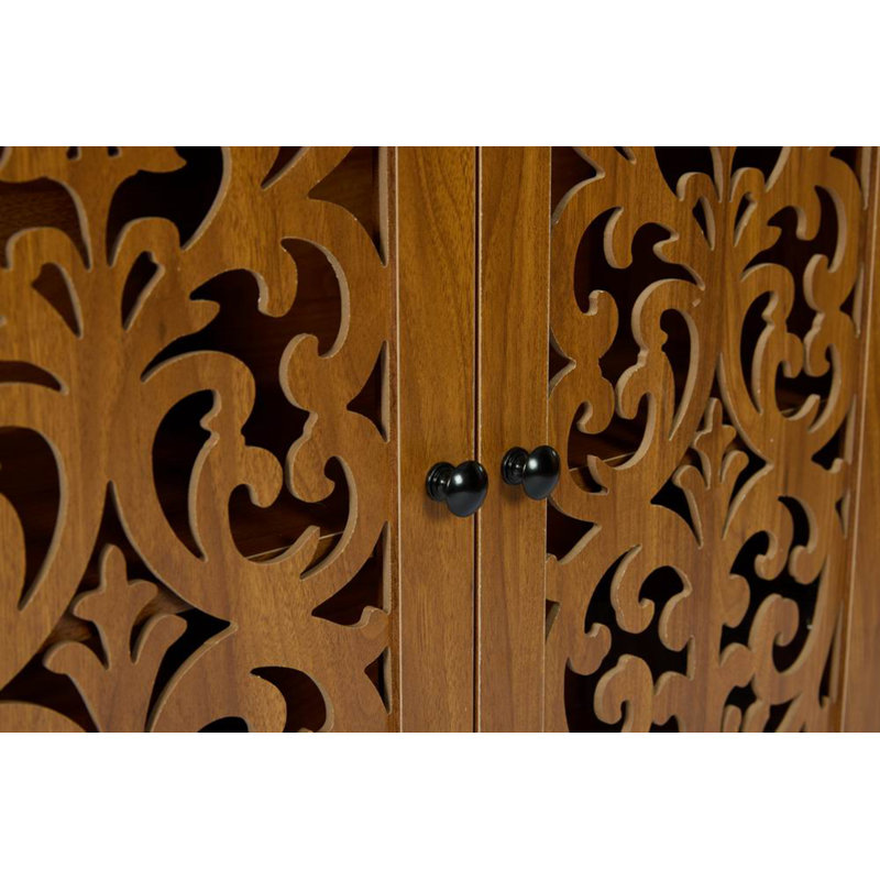 Armoire arquée en bois sculpté avec tablette ouverte
