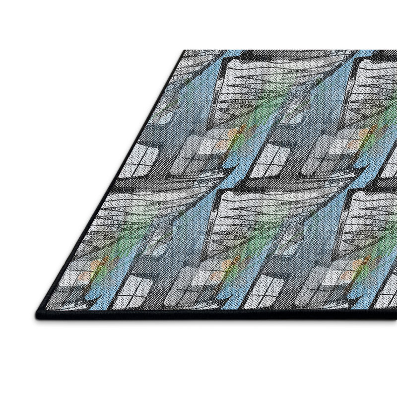 Tapis zone grise à motifs, Rectangle 2 pi x 5 pi