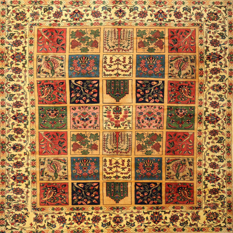 Tapis beige / vert / rouge Denieul, Rond 8 pi