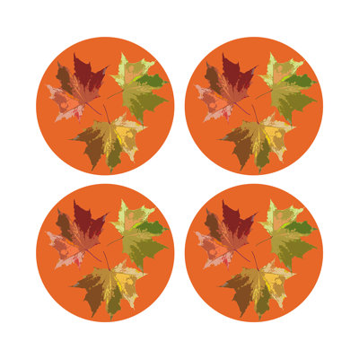 Autumn Leaves Vegan Leather Round Pebble Placemat