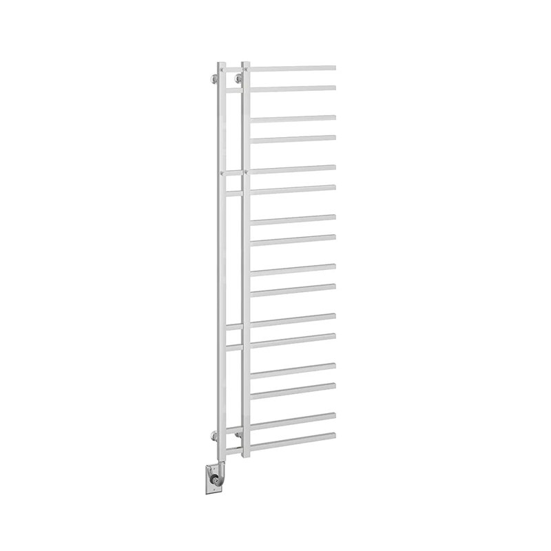 Chauffe-serviettes électrique moderne câblé 19,5 po x 60,5 po Trento - Chrome, rempli de liquide, conception unique, comprend un interrupteur intelligent programmable, garantie à vie