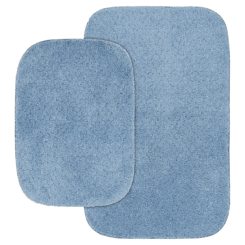 Juliahna Nylon 2 Piece Bath Rug Set with Non-Slip Backing, Blue
