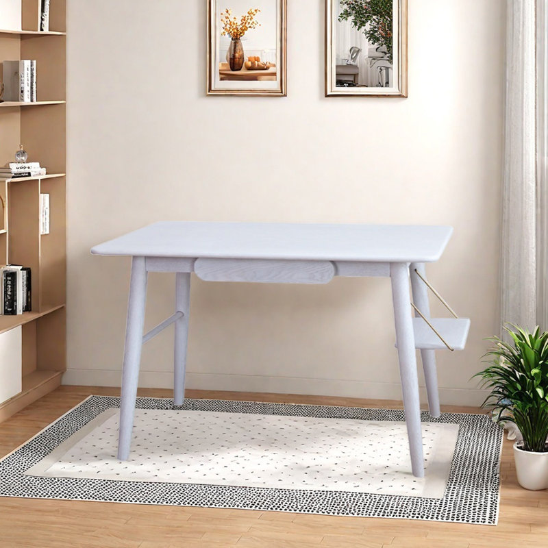 Creative And Durable Solid Wood Writing Desk, White, 29.92" H x 39.37" W x 23.62" D