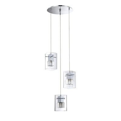 Suspension cylindrique en grappe 3 lumières Berges