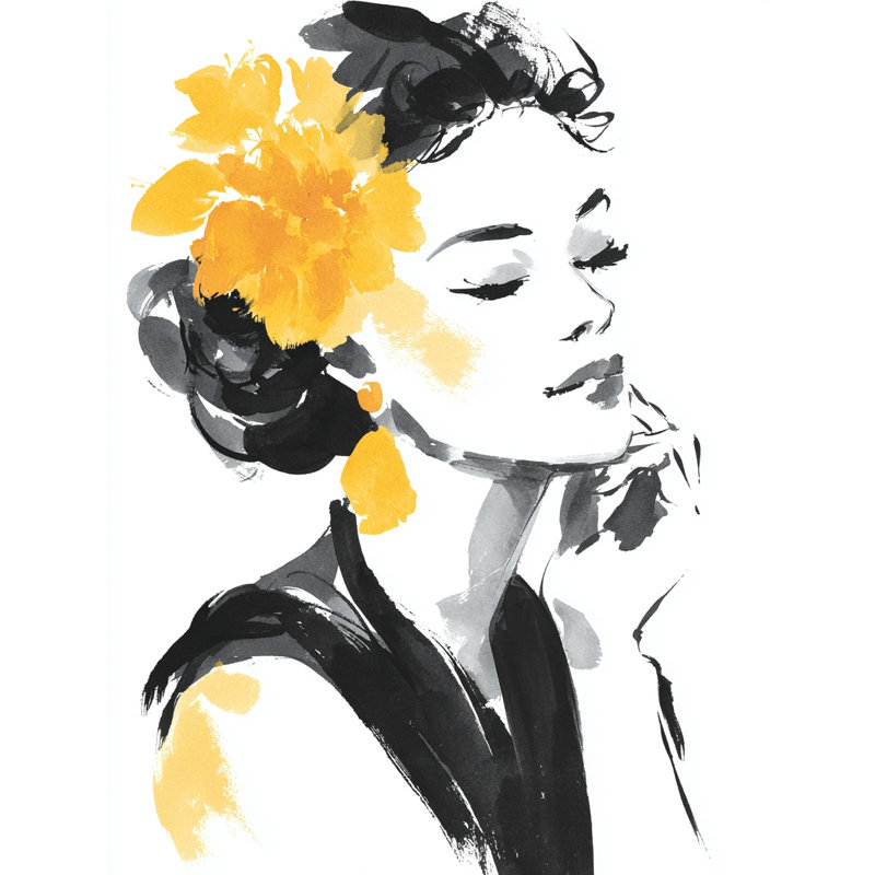 «Golden Blossom Beauty», art mural sur toile tendue