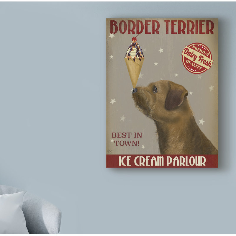 « border terrier ice crème », reproduction d’impression sur toile tendue, H 19 po x l 14 po x P 2 po