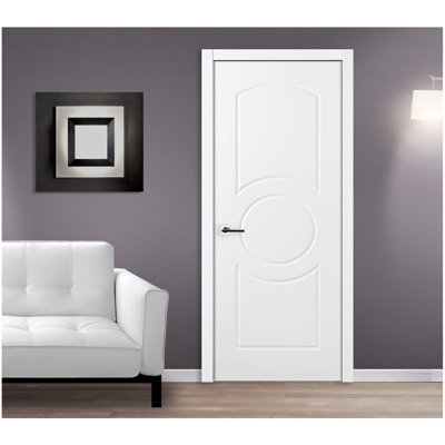 Ovalo Knocked Down White Laminated Traditional Interior Door