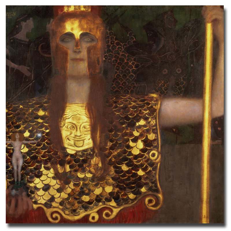 Minerve par Gustav Klimt - reproduction d'art sur toile, H 24 po x l 24 po x P 2 po