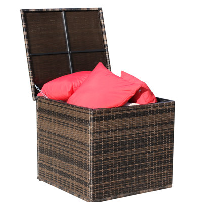 Brown Patio Storage Unit With Extra Durability - For Long-Term Use All-Weather Furniture Box Hinged Top And Protection For Outdoor Settings