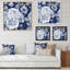 " White Vintage Flowers On Classic Blue I "-66804046-66804047