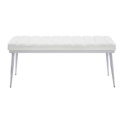 Banc contemporain avec siège rembourré et pieds en métal, un ajout élégant et fonctionnel à tout espace.