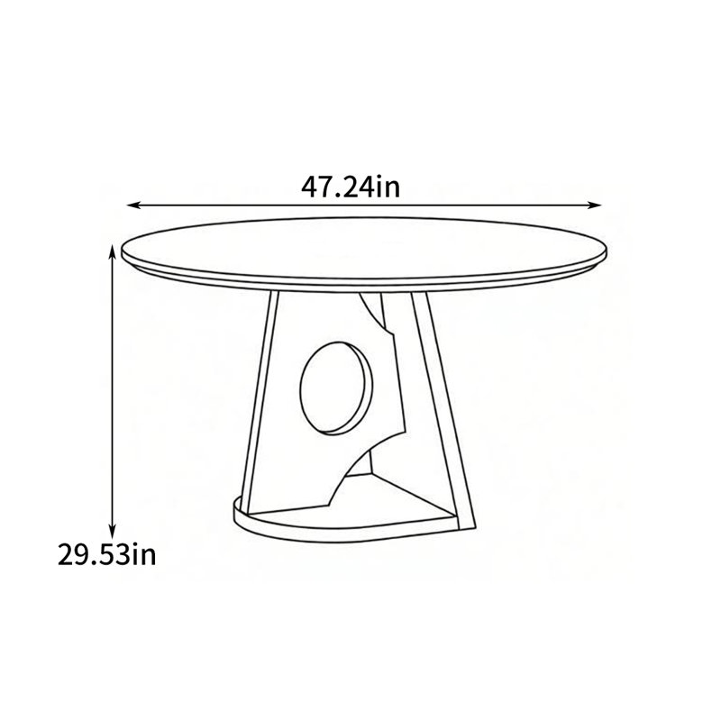 Table de salle à manger ronde Retro, 29.53"H x 47.24"L x 47.24"W