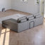 Canapé de 99 po sans méridienne avec méridienne, canapé modulaire rembourré en L de style moderne avec trois coussins, canapé rembourré en tissu Velours côtelé-2000739927-2000739925