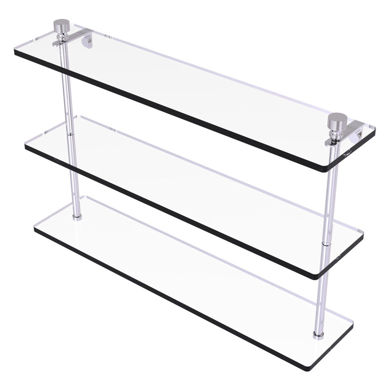 Ballenas 3 Piece Tiered Shelf, Polished Chrome, 15" H x 22" W x 5" D