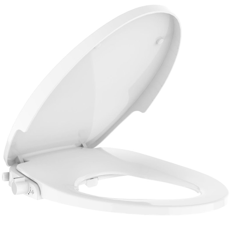 Siège de bidet, siège de toilette rond à fermeture lente, bidet non électrique avec deux buses autonettoyantes